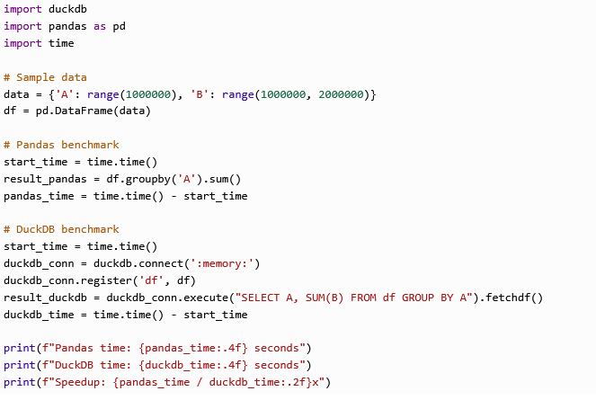 Example using DuckDB