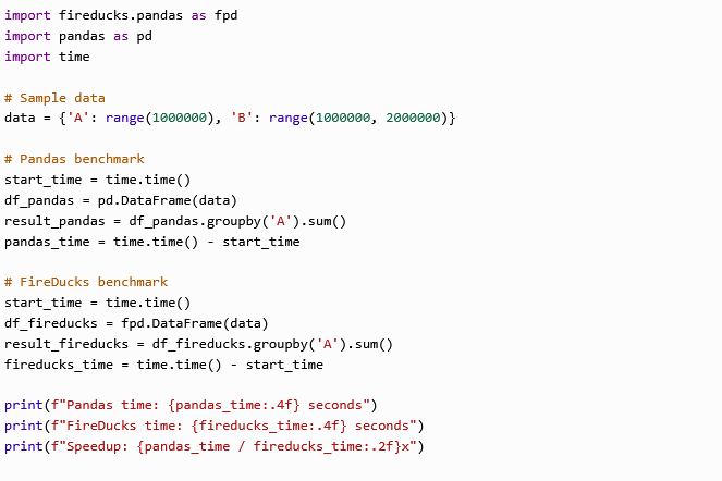Example using Fireducks