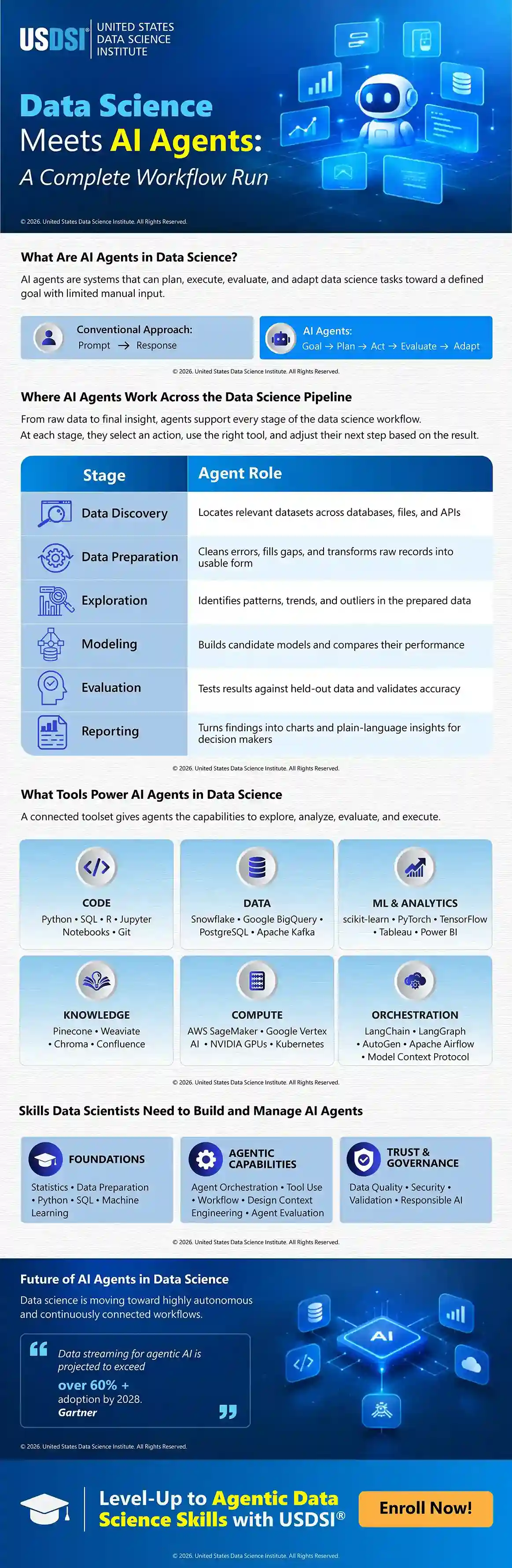 Data Science Meets AI Agents: A Complete Workflow Run | Infographic