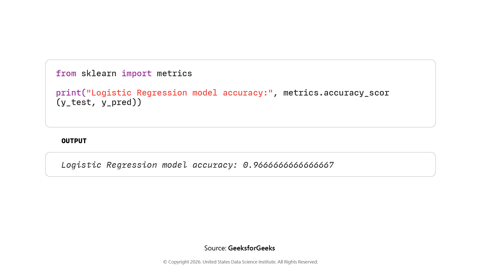 Evaluating model accuracy and testing on new sample data